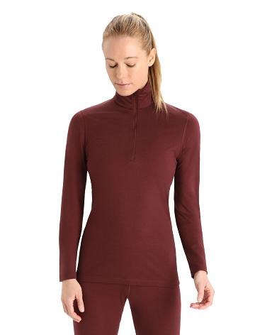 Espresso Women's Icebreaker Merino 200 Oasis Long Sleeve Half Zip Thermal Top One Piece & Sets | USA 1754RVDW